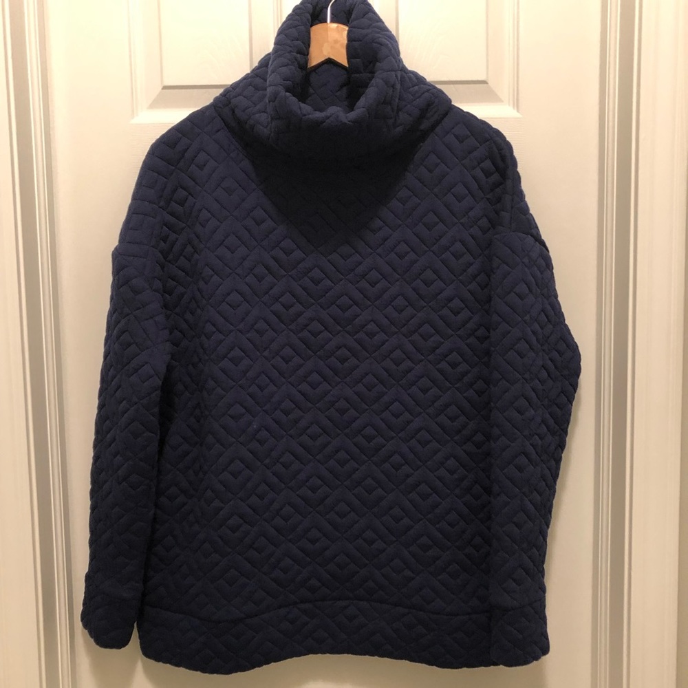 GAP Fit navy funnel neck Jacquard Knit sweatshirt